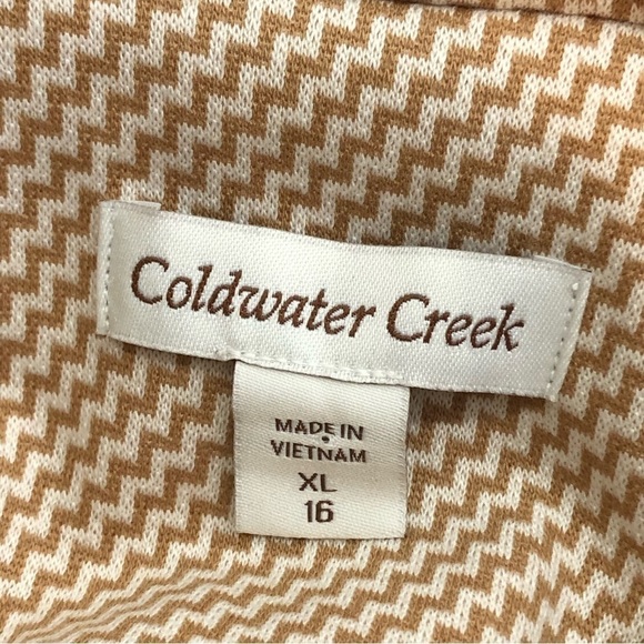 Coldwater Creek puffer vest cream camel zig zag jersey knit XL - Picture 8 of 11